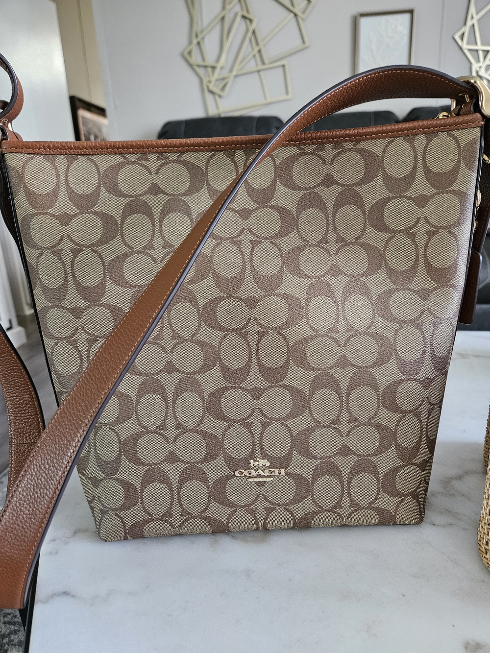Coach Signature Canvas Brown Crossbody Bag